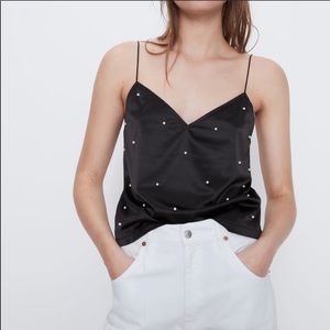 Black pearl satin cami from Zara